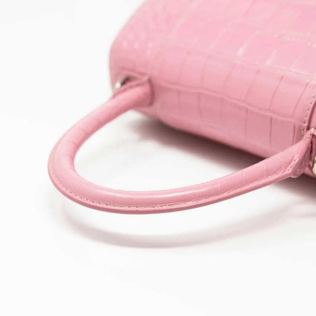 Balenciaga Pink Croc Small Hourglass Bag