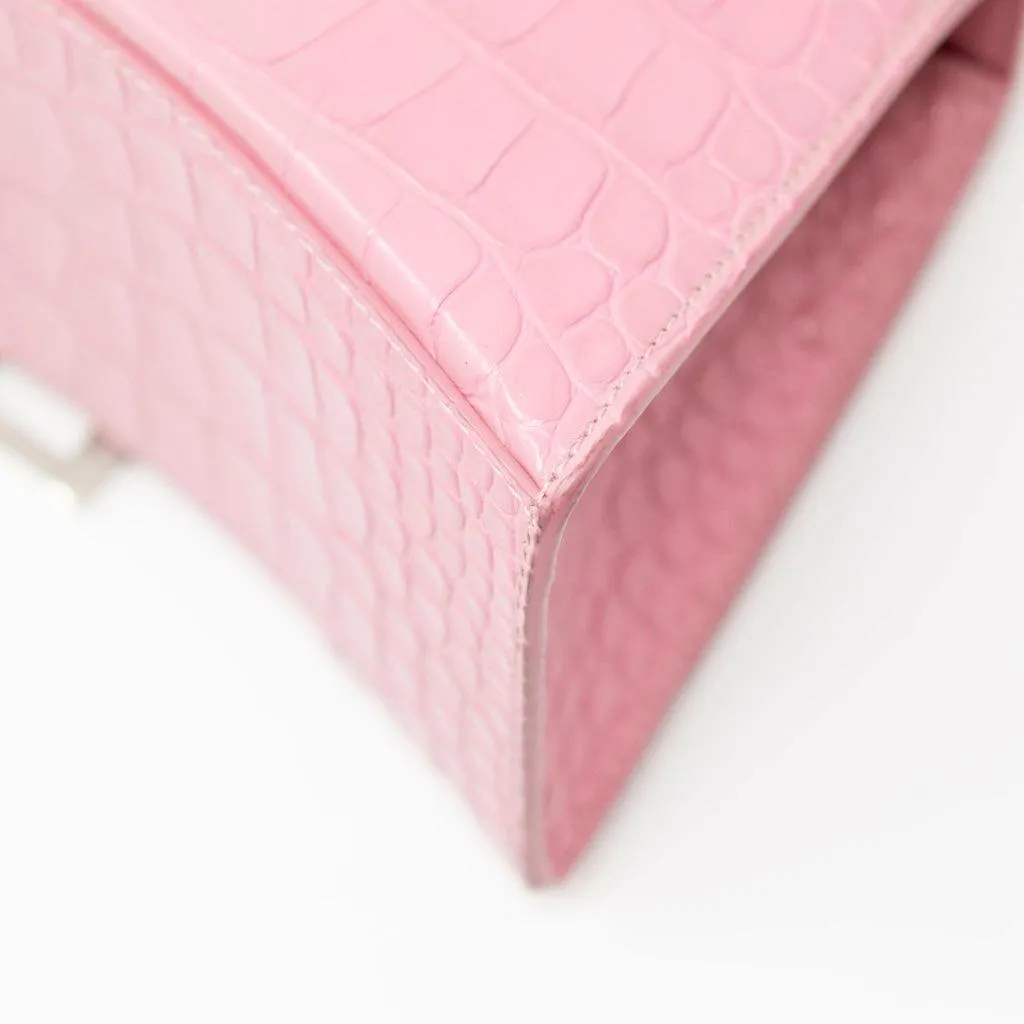 Balenciaga Pink Croc Small Hourglass Bag