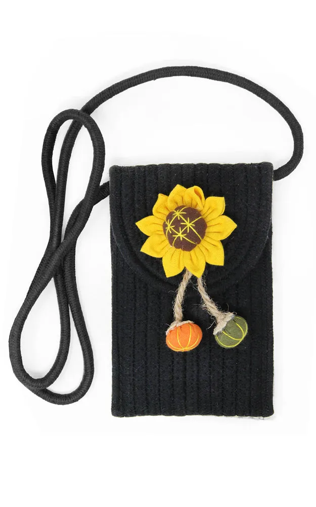 LOA378 Sunflower Patch Accent Mini Straw Crossbody Bag