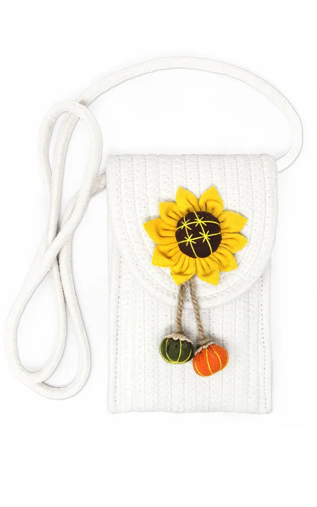 LOA378 Sunflower Patch Accent Mini Straw Crossbody Bag