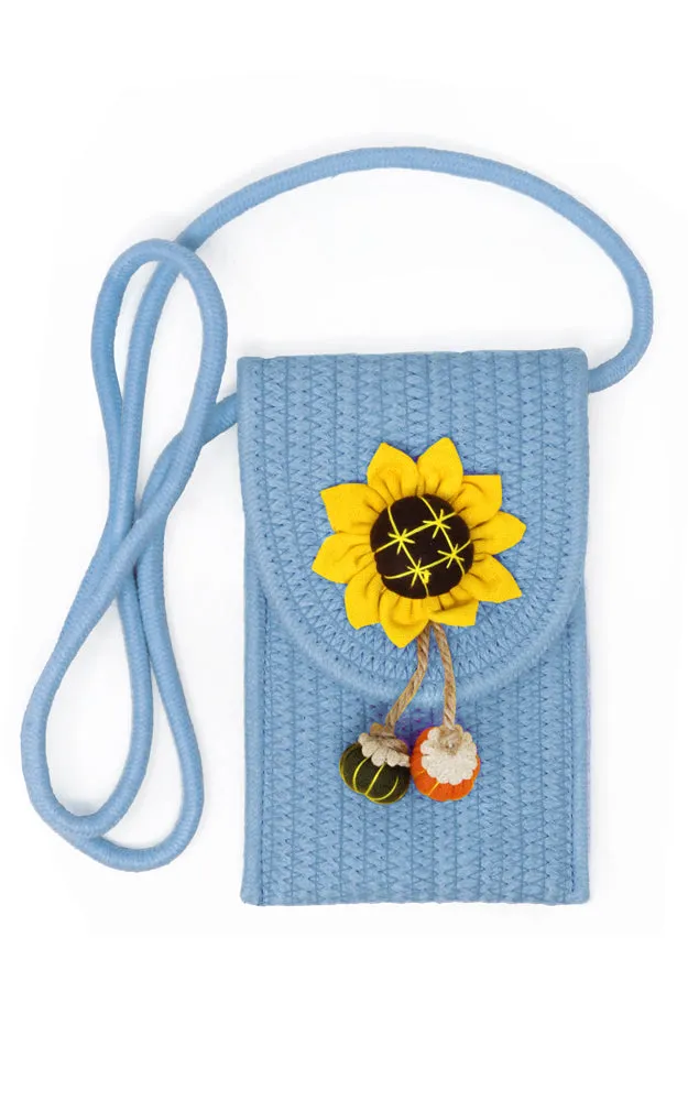 LOA378 Sunflower Patch Accent Mini Straw Crossbody Bag