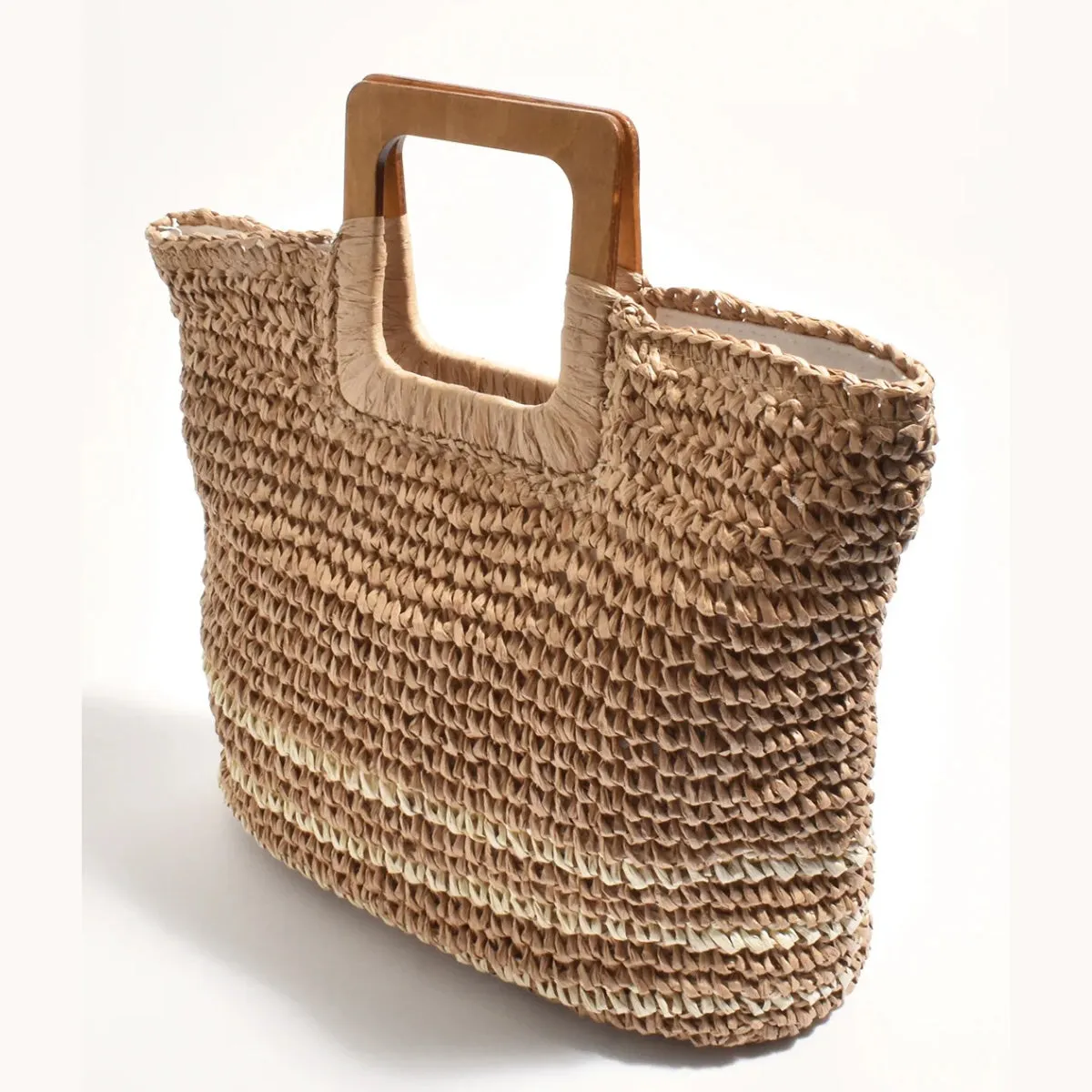 Paper Daisies Woven Tote Bag (Camel/Natural)