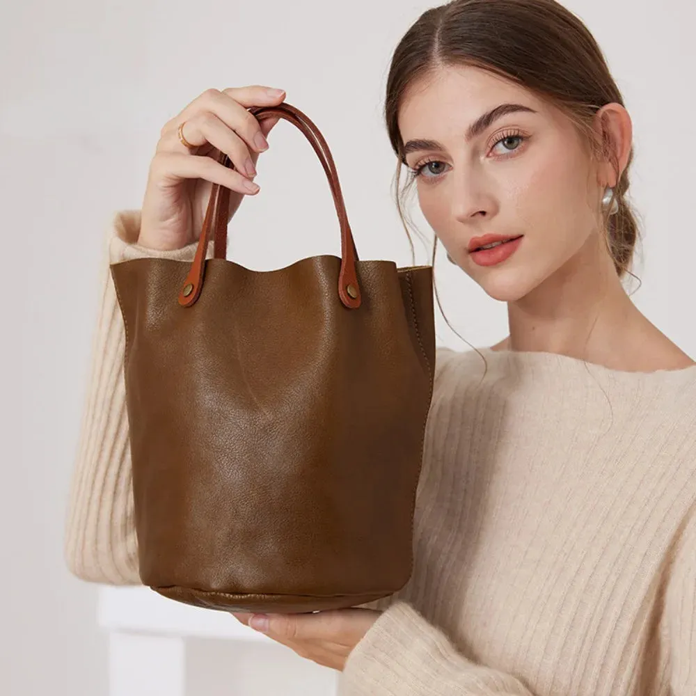 Retro Vegetable Tanned Leather Handbag