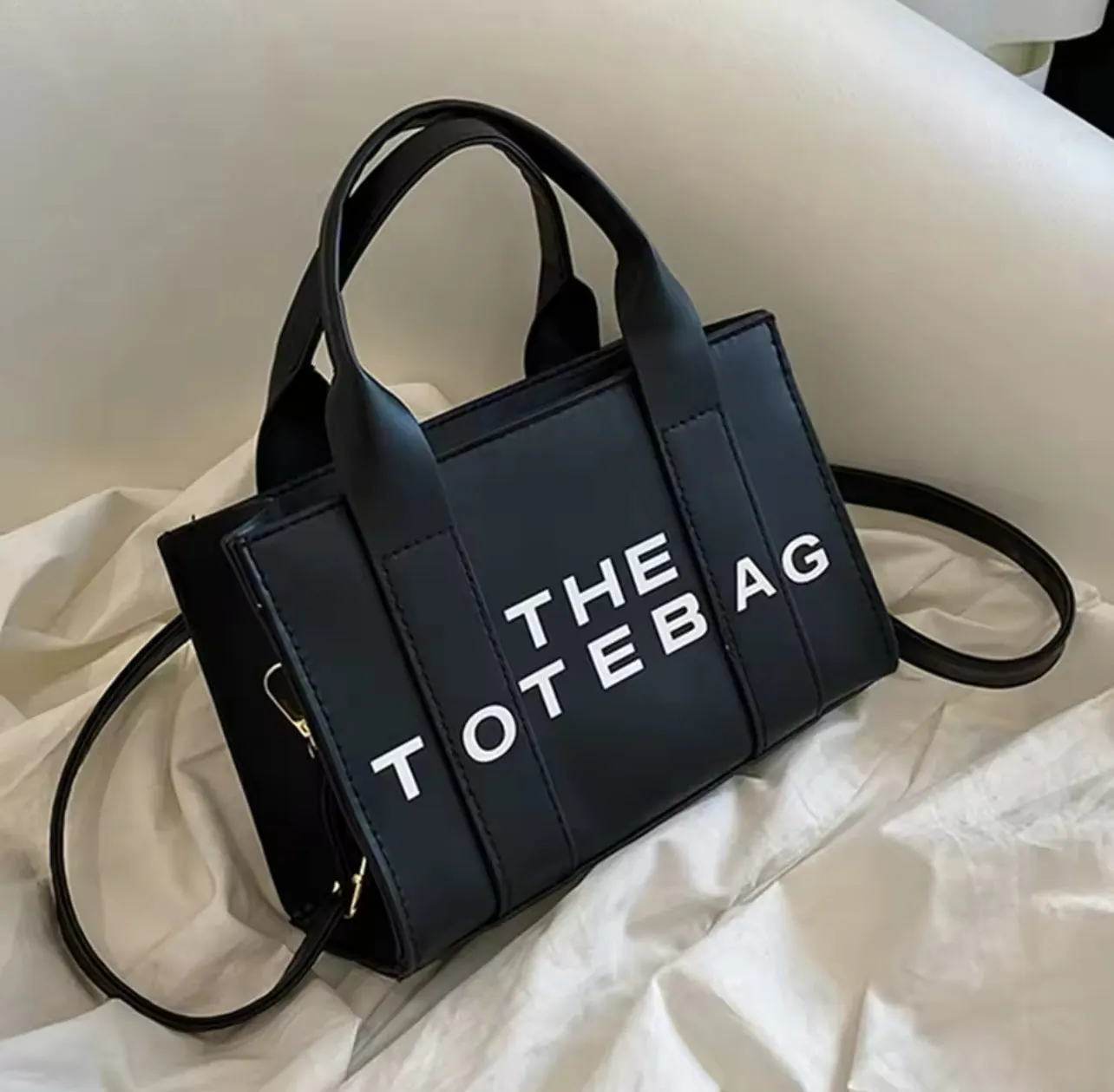 The Tote Bag for Women –  Black Trendy PU Leather Handbag