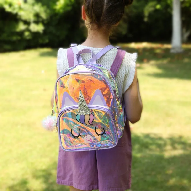 Unicorn Children's Transparent Colorful Backpack and School Bag