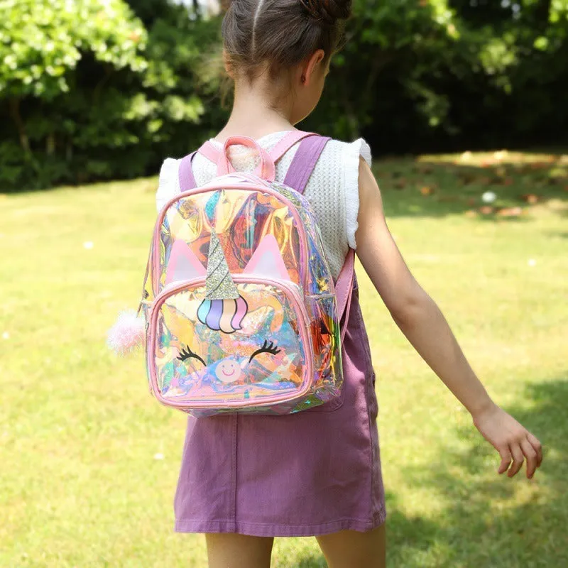 Unicorn Children's Transparent Colorful Backpack and School Bag